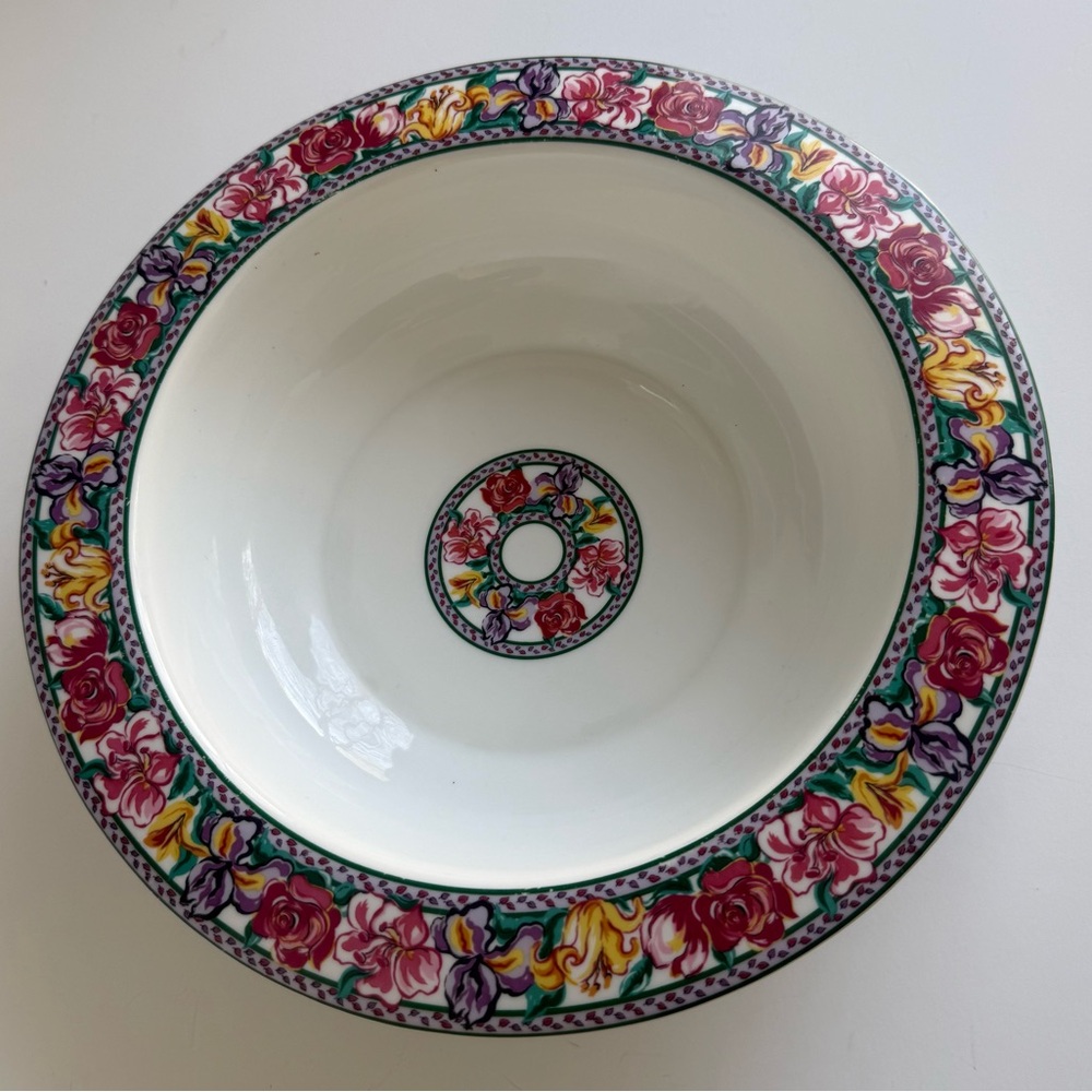 Ardene Multicolor Floral Ceramic Bowl, Size 12 inches, Base 6 inches